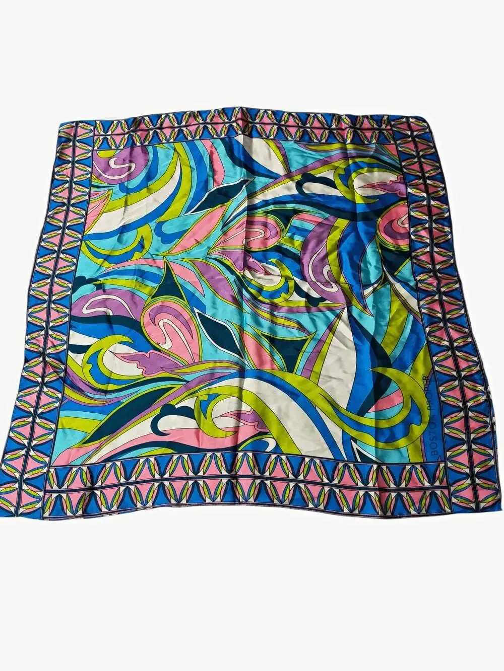 Boston Proper Women's Satin Polyester Square Scarf Abstract Multicolor 26x26